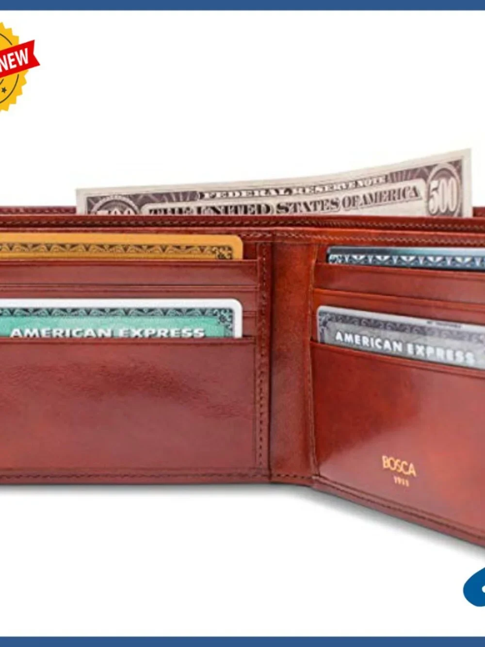 Men's Leather Bifold Wallet with RFID Blocking, 8 Card Slots
